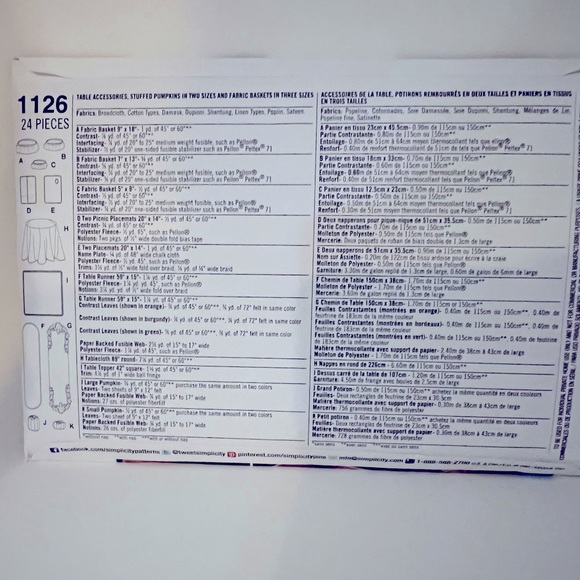 Simplicity Pattern 1126 - Table Accessories - Picture 2 of 5